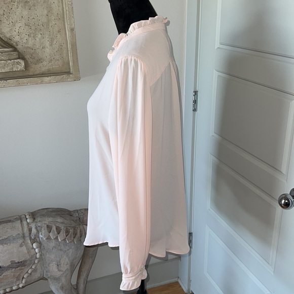 LOFT long sleeves peach‎ polyester blouse top Sz L - Picture 3 of 7